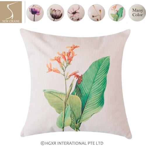 SewCrane Magnolia Flower Canna Lily Watercolor Purple Lotus Cotton Linen Decorative Throw Pillow Cover, 45cm x 45cm