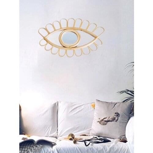 Crescent Moon Mirror Scandinavian Woven Rattan Mirror for Home 2020 New