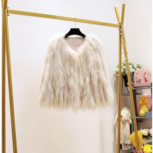 2020 New Winter Faux Fur Coat Chic Coats Women Fashion Korea Faux Fox Fur Jacket High Quality Sequined Tassel Thick Overcoat