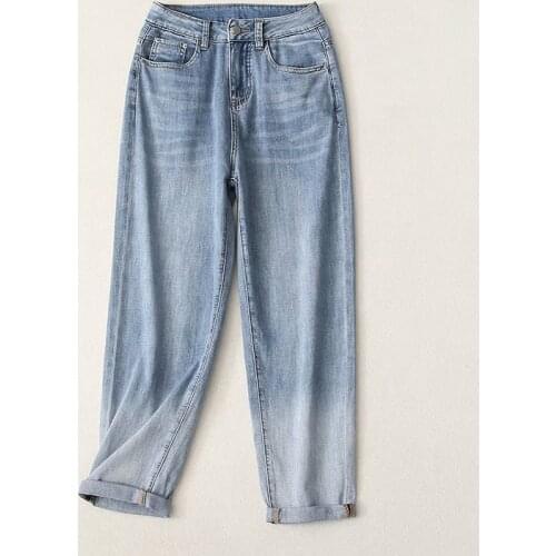 New High Waist Loose Light Color Thin Versatile Womens Jeans In Spring and Summer 2021 DLZK593