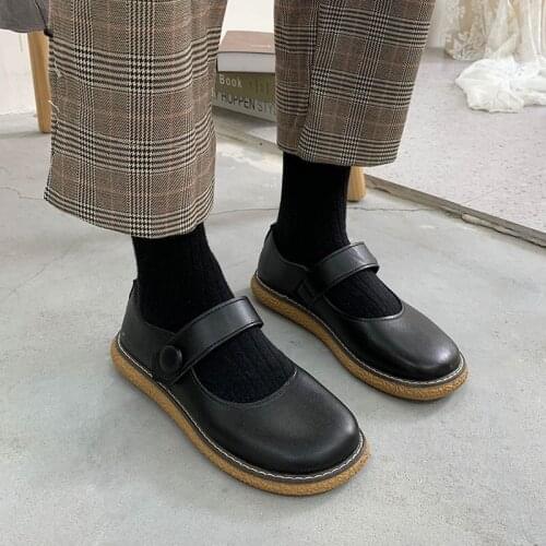 Lolita Shoes Mary Janes Shoes For Women Black Girls Shoes Woman Flats 2020 New Shallow Casual Shoes Female zapatos mujer 8512G