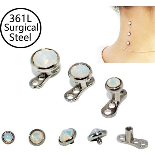1PCS Surgical Steel Flat Snow Opal Micro Dermal Anchor Skin Diver Dermal Piercings Surface Piercing Stud Body Piercing Jewelry