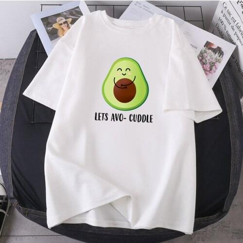 Lets Avo Cuddle Woman T-shirts Loose High Quality Fashion Female New O-neck Clothing Black Summer Tops Tees K-pop Camisetas