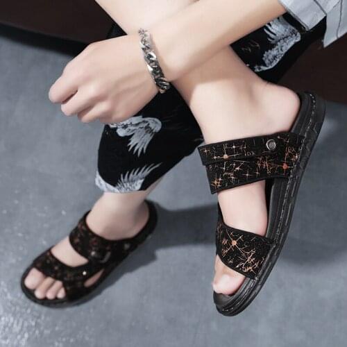 Mens sandals mens sandals summer leather shoes mens new summer mens open-toed sandals fashion sandals sandals slippers