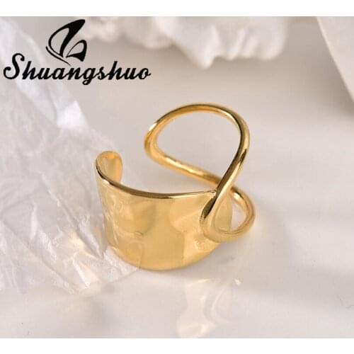 Shuangshuo Geometric Irregular Curve Opening Ring Hip-hop Punk Exaggerated Finger Ring Woman Fashion Accessories Jewelry Gift