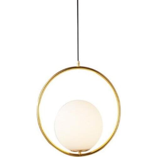 Modern Nordic Gold Ring Glass Ball Led E27 Pendant Light for Dining Room Foyer Bar Illuminare Lighting Fixture 2332