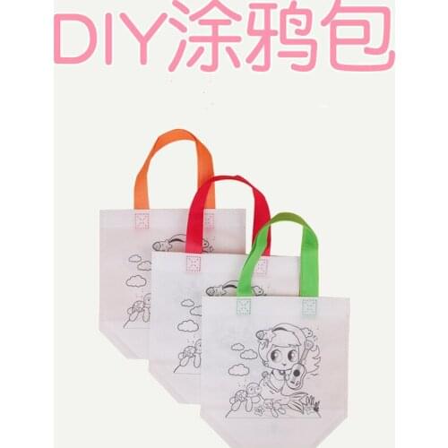 DIY Environmental Protection Graffiti Bag Handmade Painting Non-Woven Bag for Children Arts Crafts Color Filling Drawing Toy