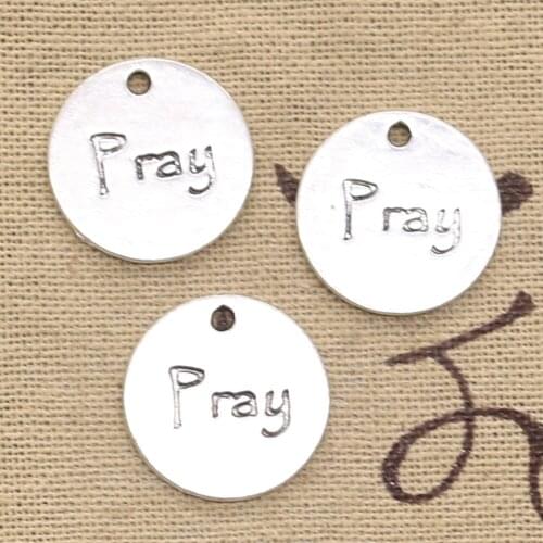6pcs Charms Plates Pray 19x19mm Antique Making Pendant fit,Vintage Tibetan Silver color,DIY Handmade Jewelry