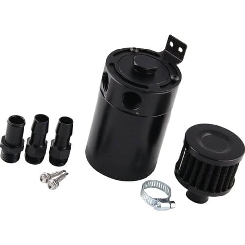 Baffled Aluminum 2-Port Oil Catch Can Tank Air Oil Separator