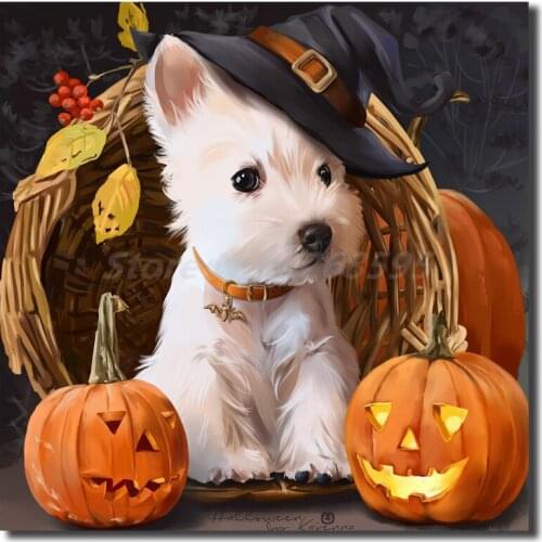 Vintage Halloween Dog HD Canvas Posters Prints Wall Art Oil Painting Decorative Picture Modern Home Decoration Artwork