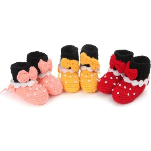 Baby Newborn Infant Girls Crochet Knit Boots Warm Toddler Shoes Prewalker
