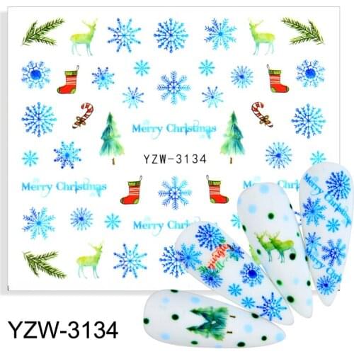 WUF 4PCS/Lot New Water Nail Stickers Snowflake Nail Art Water Transfer Stickers Decals Watermark Tattoo Manicure Decorations