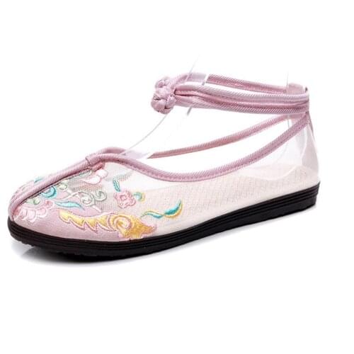 2020 new mesh embroidery women flat shoes fashion casual Soft bottom ballet flats cotton elegant ladies sandals summer shoes