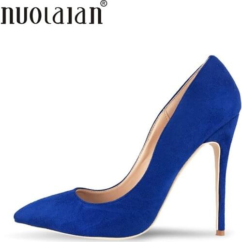 Suede Leather Footwear Women Pumps for Wedding Pointed Toe Sexy High Heels Shoes Woman 12cm stilettos