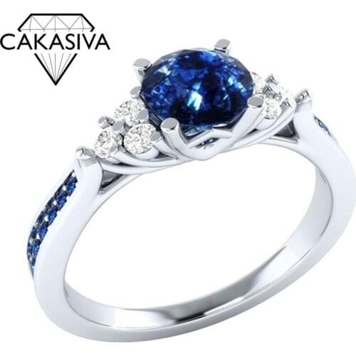 Womens 925 Silver AAA Zircon Ring Sapphire Ring Silver Gift Jewelry Wholesale
