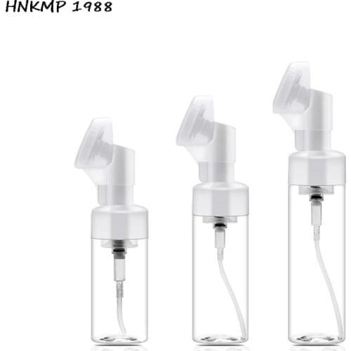 100/150/200ml Empty Froth Foaming Pump Bottle With Silicone Brush Head Plastic Face Cleaning Foam Bottles