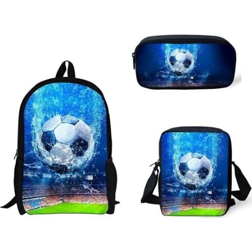 Children 3Pcs School Bags Dropshipping Fashion Football Soccer Printed Students Kids School Bags For Teenagers Backpack
