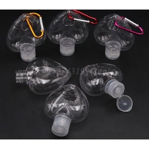 5Pcs 50ml Reusable Portable Heart Alcohol Spray Bottle Hand Sanitizer Travel Small Size Holder Hook Keychain Carrier