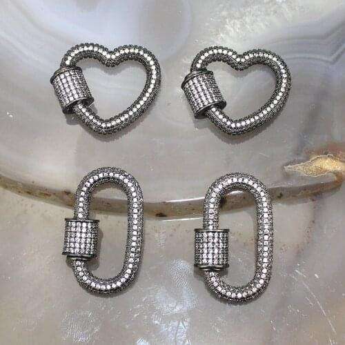 16-27mm 5pcs/lot Good quality gunmetal cz clasp,cubic zircon micro pave charm,closure bracelet/necklace component wholesale