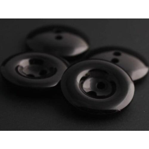 50pcs High end two-hole coat windbreaker sweater coat round edge universal all black resin button sewing accessories