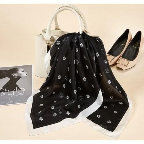 70*70CM Korean Retro Camellia Scarves Fall Womens Decorative Scarf Fashion Bag Accessories Women Rayon Fashion Scarves Adult