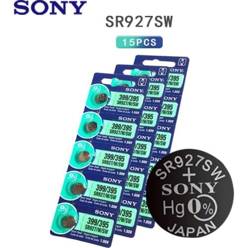 15pcs Sony AG7 LR927 LR57 Button Batteries 395A Cell Coin Alkaline Battery 1.55V 395 SR927SW GR927 For Watch Toys Remote