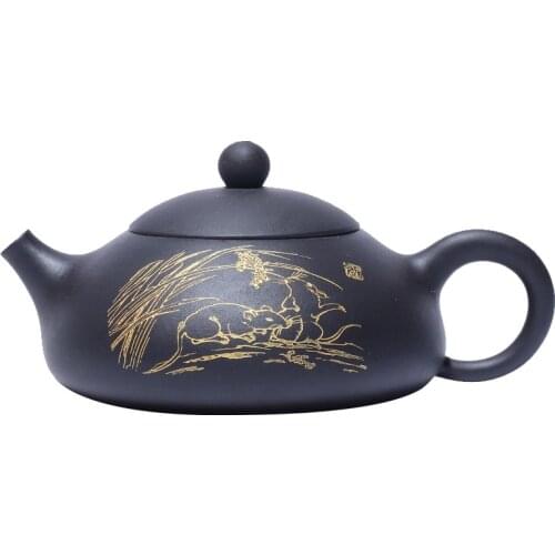 Yixing Purple Clay Teapot 250ml Zisha Tea Pot Raw Ore Mud Material Dongpo Stone Ladle Tea Set