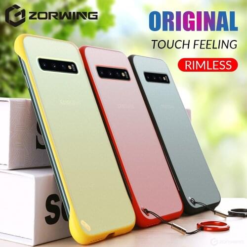 Phone Case For Samsung S10 Rimless Case Ultra Thin Hard Case Ring Anti–fingerprint For Samsung S10 Plus with anti- lost lanyard
