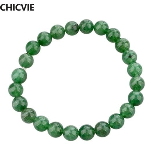 CHICVIE New Green Natural Stone Men Bracelets&Bangles Charms Beads For Women luxury Jewelry Making Christian Bracelet SBR140389