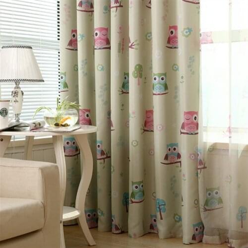 Kids room Owl curtain for Child bedroom Living Room Blue blackout cartoon curtain for boy room