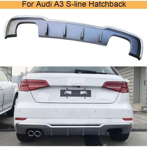 Car Rear Bumnper Diffuser for Audi A3 S-line Hatchback 2 Door 2017-2019 PP Rear Lip Spoiler PP Car Accessories
