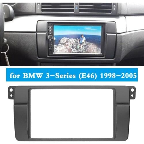Double Radio Fascia For BMW 3 Series E46 1998-2006 Frame Auto Black Dashboard