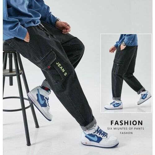 Plus Size Jeans Men Loose Joggers Streetwear Harem Cargo Pants Ankle-Length Trousers baggy Jeans