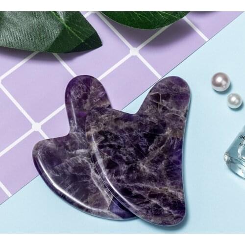 Gua Sha Massage Tool Chinese Traditional Natural Amethyst Guasha Board Massage Scraping Tool SPA Face Body Health Care Tool