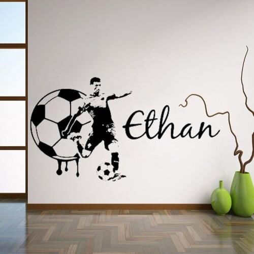 Football Custom Name Large Soccer wall art decal vinyl sticker For teen boy kids bedroom decor Sport Wall Mural Home Decor L129