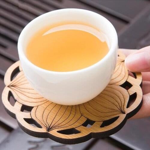 Insulation Pads Desk Table Mats Round Bamboo Placemat Against Hot Coasters Hollow Bamboo Cup Mat Kitchen Accessories