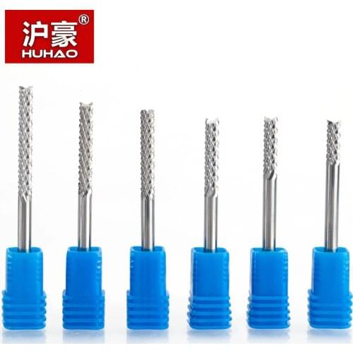 HUHAO 1pcs 3.175mm 4mm 6mm Carbide Tungsten Corn Cutter Cutting PCB Milling Bits End Mill CNC Router Bits For Engraving Machine