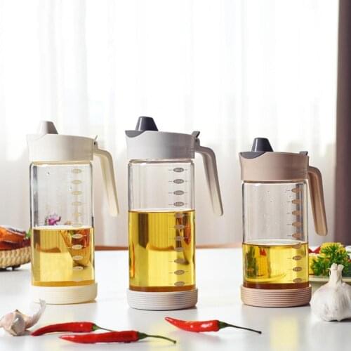 Kitchen Cooking Vinegar Oil Soy Sauce Dispenser Leak-proof Glass Pouring Bottle anti-dust cap and 7-shaped handle design.Bottle