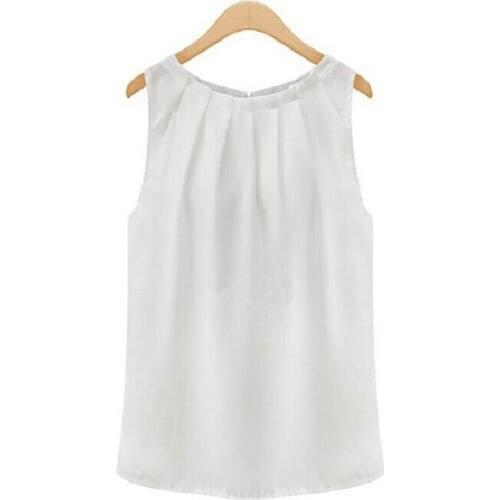 Women Tank Tops Summer Women Casual Chiffon Solid Sleeveless Vest All-match Sexy Basic O-neck Tank Tops Women Clothing
