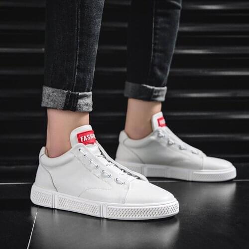 Men Shoes Leather Casual Fashion 2019 New Mens Leather Shoe Black Sneakers Calzado Hombre White Flats Man Chaussure