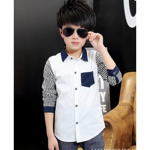 2021 Autumn Childrens Clothing Boys Shirts Casual Splice Long Sleeves Cotton Baby Boy Shirts For Big Boys Kids Print Shirt Tops