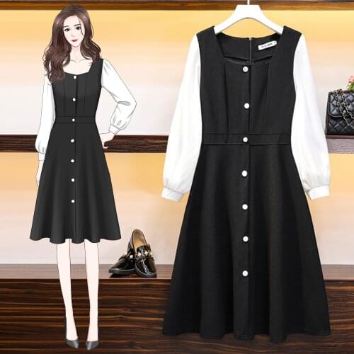 Large womens dress 2021 spring new fat sister mid long loose cover belly hide meat temperament show thin dress