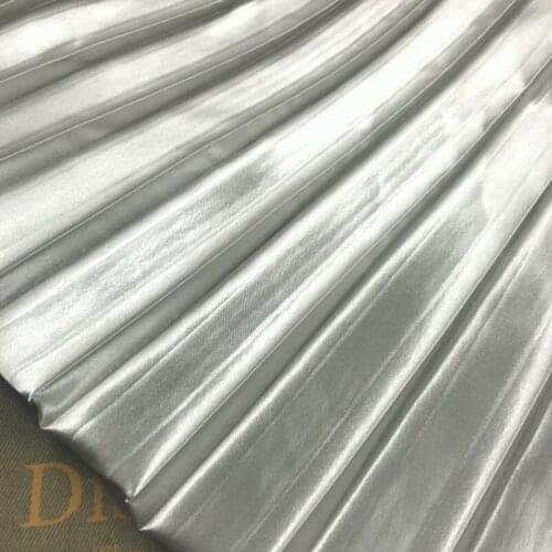 2 meters 150cm 59.05" width silver gray accordion large pleated faux silk satin fabric for dress skirt MM424