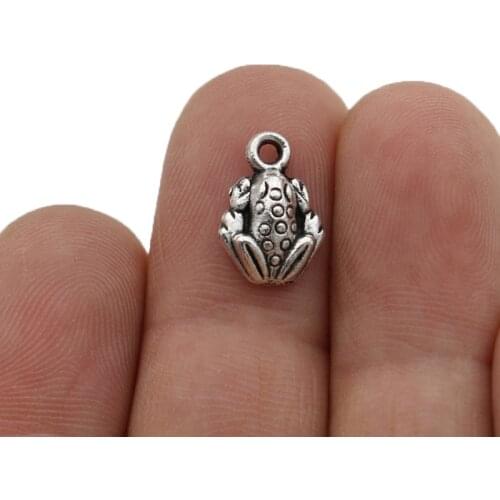 JAKONGO Antique Silver Plated Frog Charm Pendants for Jewelry Making Bracelet DIY Accessories 14x9mm 20pcs