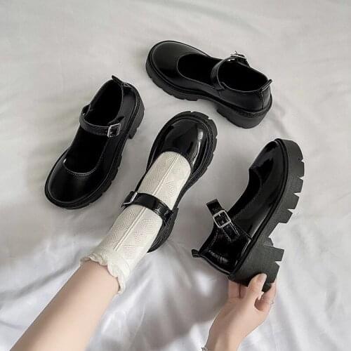 Preto branco Leather Pumps