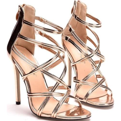 Roman high-heeled sandals foreign trade hollow sandals fashion sexy large size high-heeled fish mouth sandals