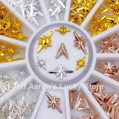 Mixed starlight arrow rose gold silver metal 3d nail art decorations studs wheel nails accessoires supplies tools