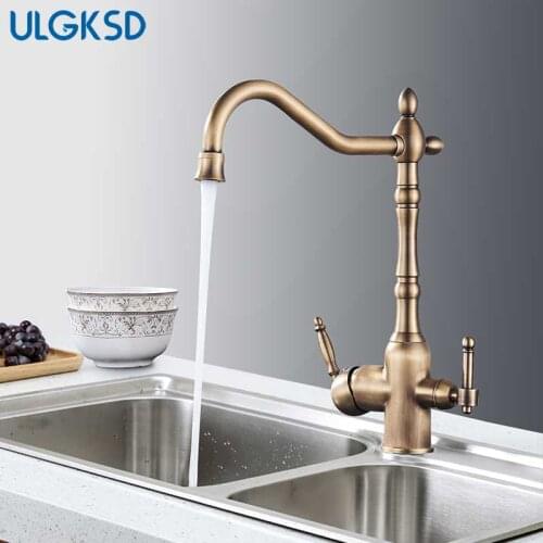 Kitchen Faucets Dual Handle Hot and Cold Mixer Purified Water Tap Purification Faucets Deck Mount Mixer Taps Drinking Water Tap