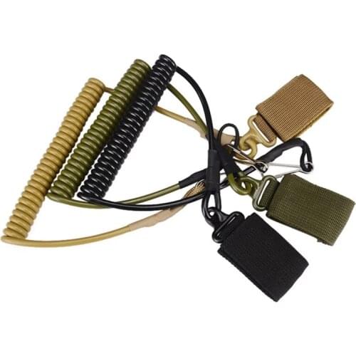 Outdoor Tactical Pistol Elastic Lanyard Spring Retention Rope Keychain Camping Hiking Sling Travel Multifunction Tools
