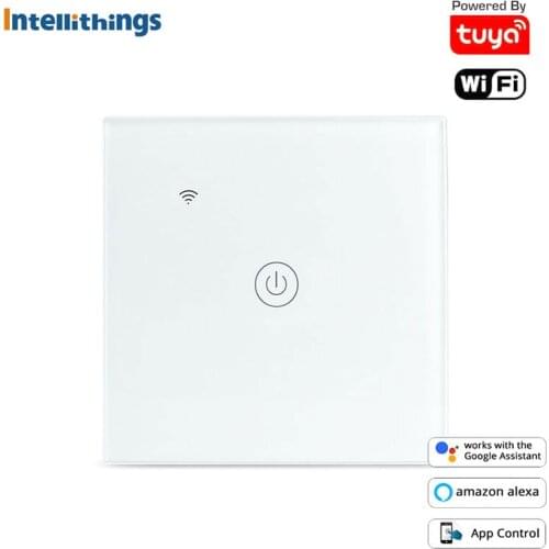 Intellithings Tuya WiFi Smart Wall Touch Light Switch Neutral Optional Interruptor EU Type 1 2 3 Gangs Alexa Google Home